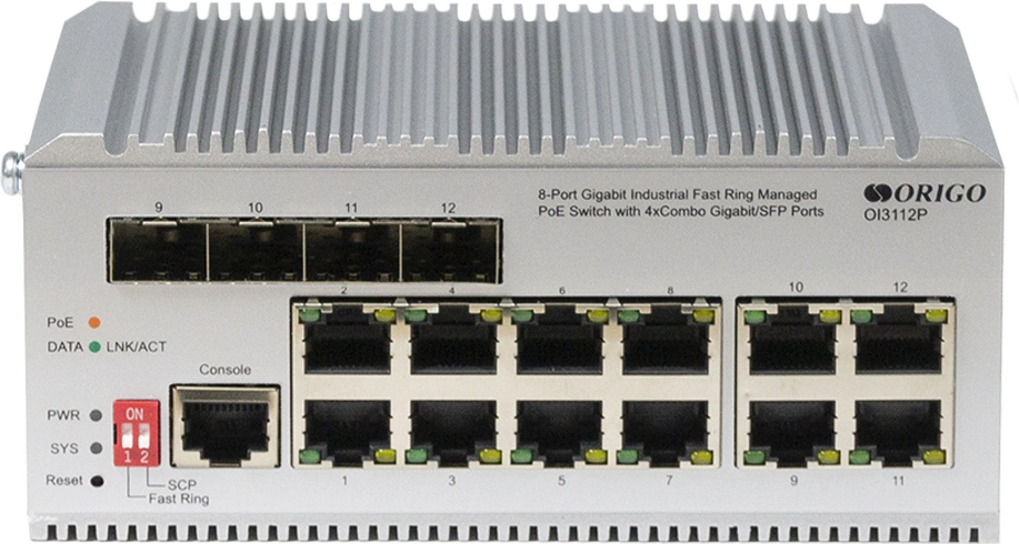 Промышленный коммутатор ORIGO OI3112P 8-PoE Управляемый 12-ports, OI3112P/185W/A1A