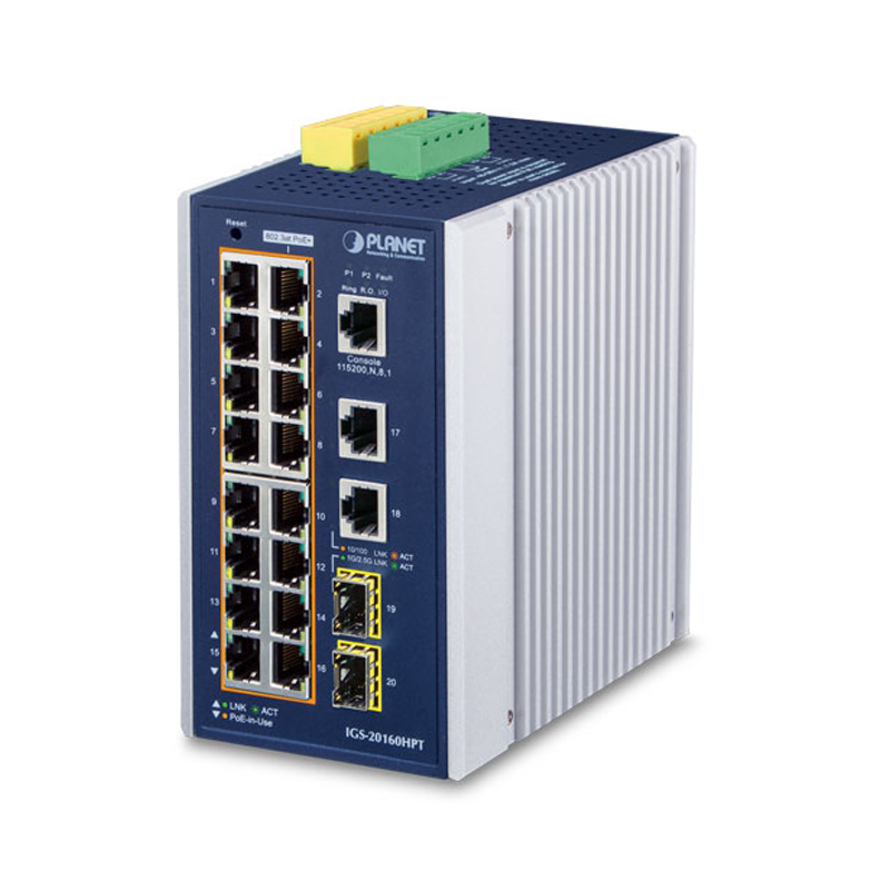 Промышленный коммутатор Planet IGS-20160HPT 16-PoE Управляемый 20-ports, IGS-20160HPT