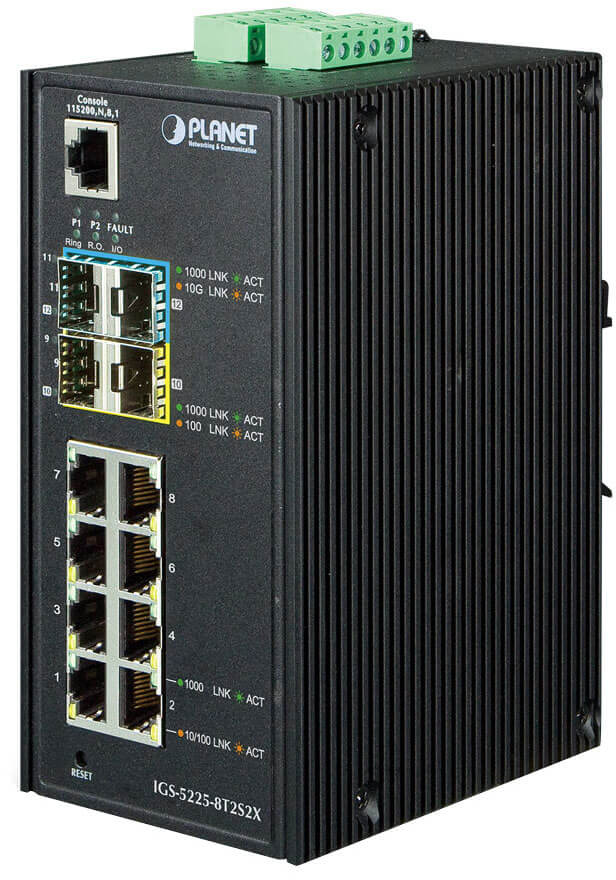 Промышленный коммутатор Planet IGS-5225-8P4S 8-PoE Управляемый 12-ports, IGS-5225-8P4S