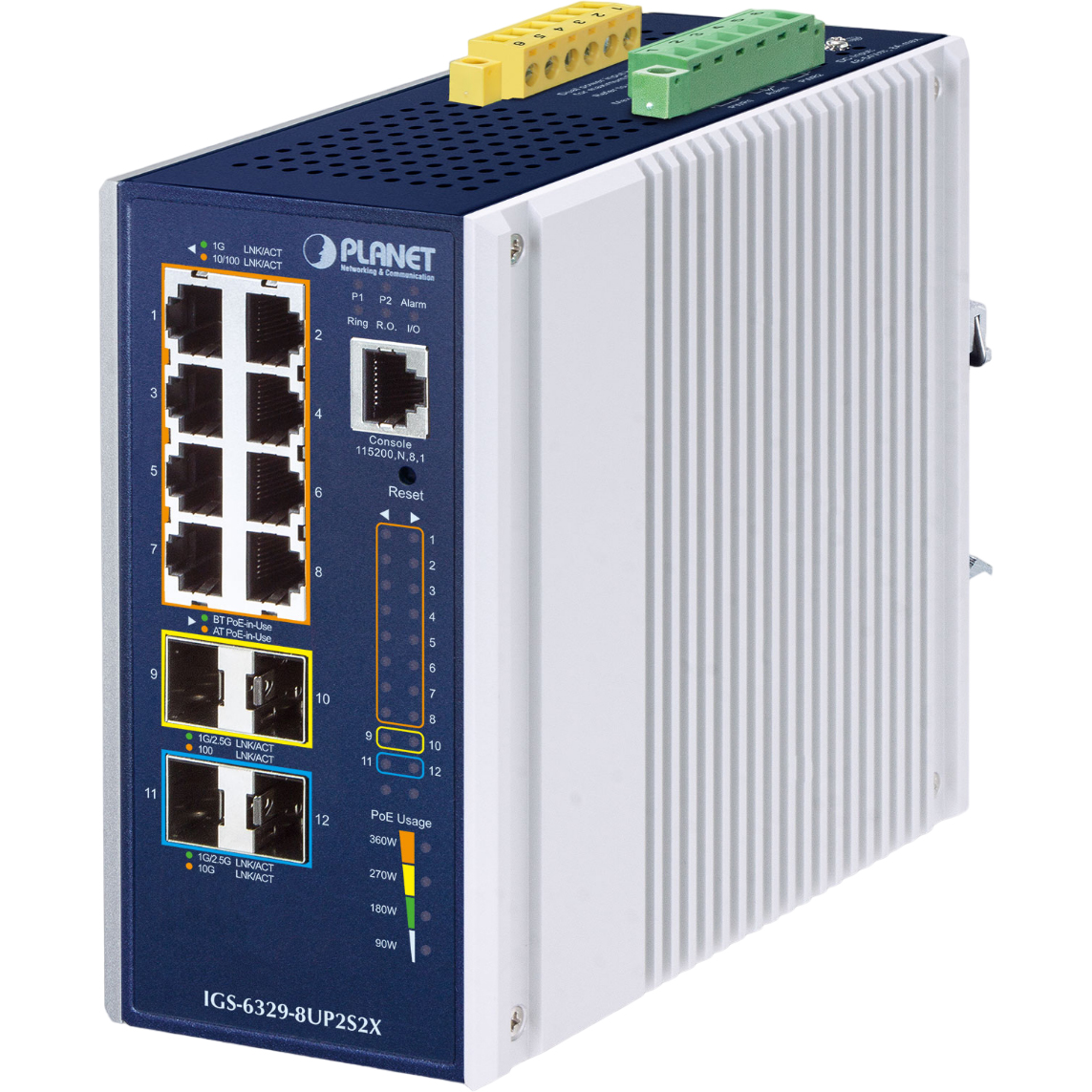 Промышленный коммутатор Planet IGS-6329-8UP2S2X 8-PoE Управляемый, IGS-6329-8UP2S2X