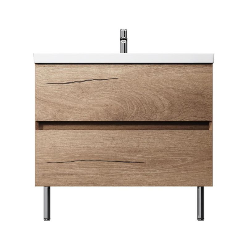 Тумба с раковиной AM.PM Above, напольная, 80 см, 2 ящика, дуб золотой M9X-FSX0802OF-WCC0800WG