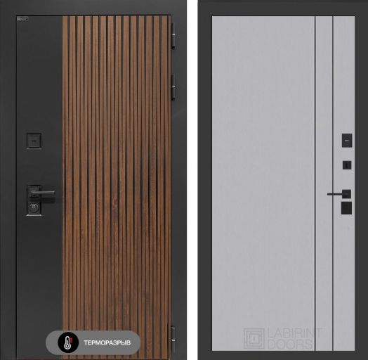 Входная дверь Лабиринт Айслаб - 10 Серый софт рельеф с терморазрывом