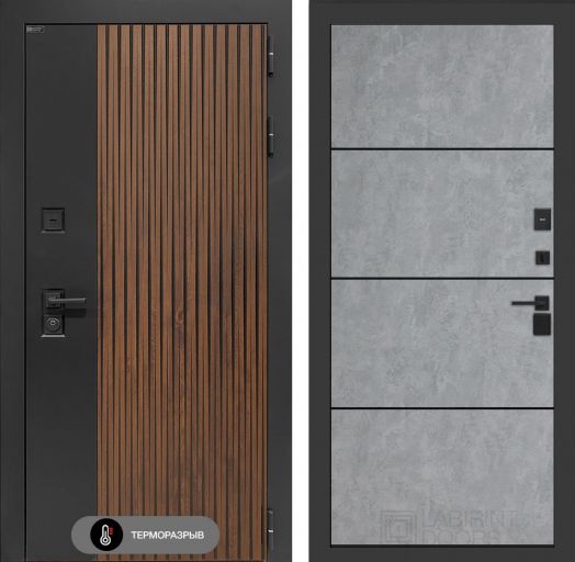 Входная дверь Лабиринт Айслаб - 25 Бетон светлый (черная вставка) с терморазрывом