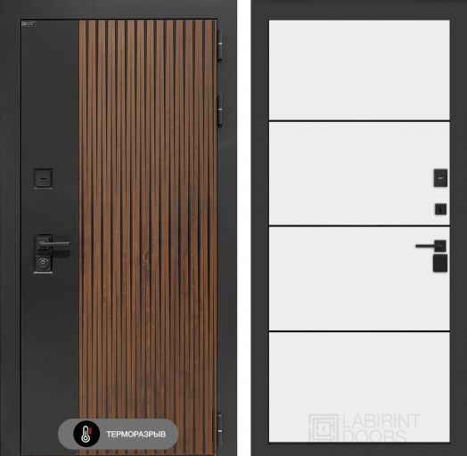 Входная дверь Лабиринт Айслаб - 25 Белый софт (черная вставка) с терморазрывом