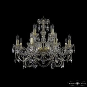 Люстра Хрустальная BOHEMIA IVELE CRYSTAL 1411/8+4/240 G Золото, Стекло / Богемия Ивеле Кристалл