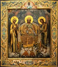Рукописная икона Великий Архиерей на липовой доске (22424)