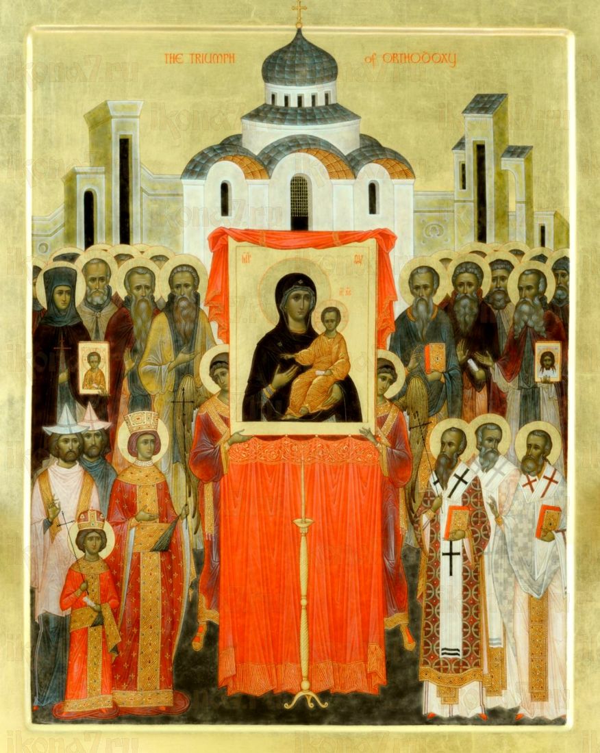 Рукописная икона Торжество Православия на липовой доске (22432)