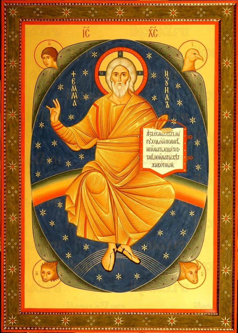 Рукописная икона Спас Ветхий Денми на липовой доске (22437)
