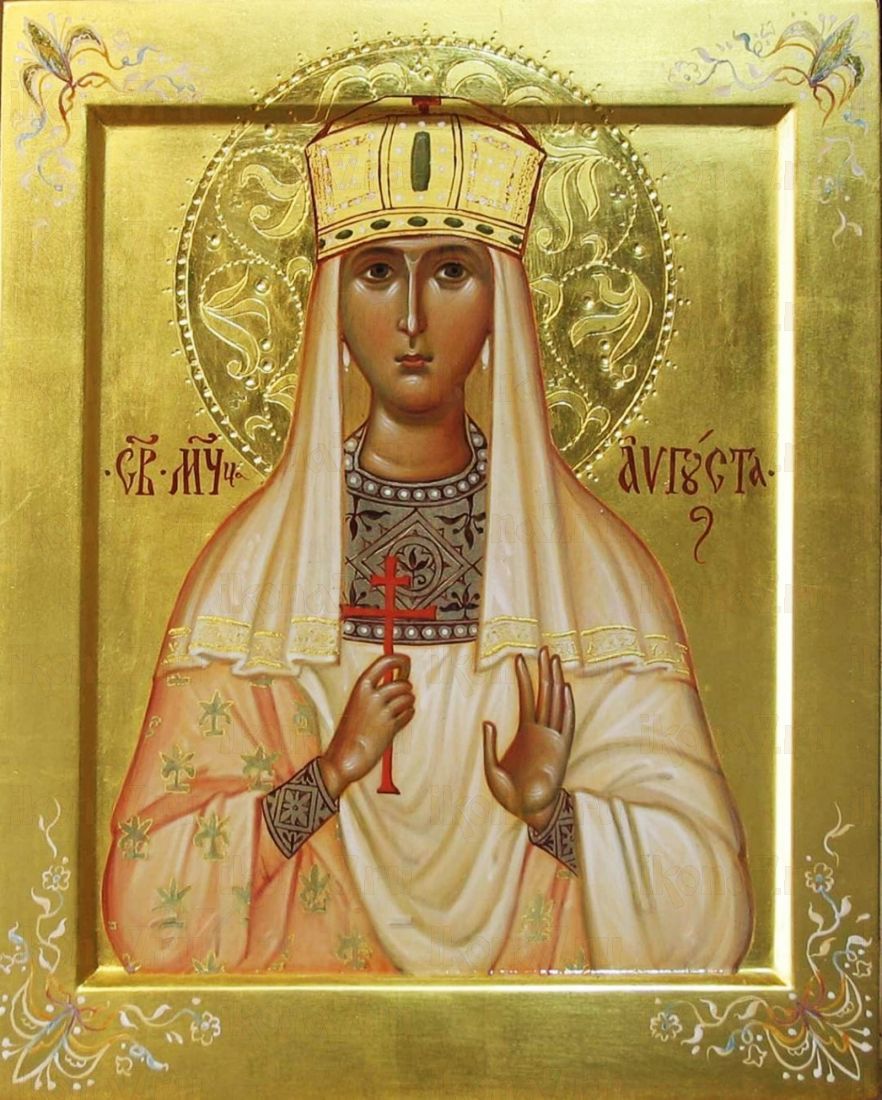 Рукописная икона Августа (Василисса) Римская на липовой доске (22463)