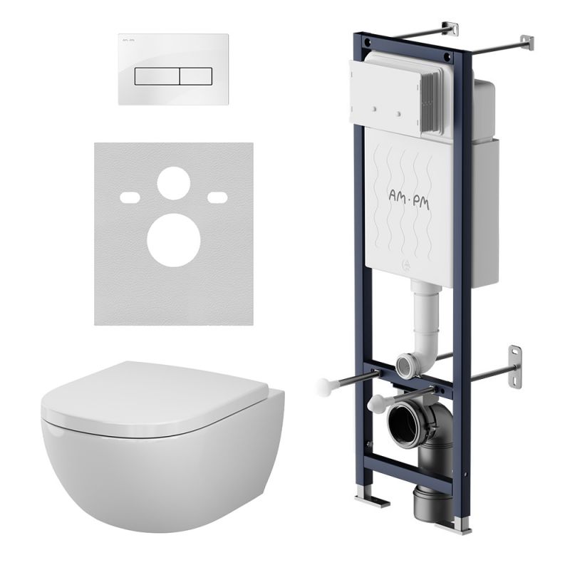 Комплект инсталляции AM.PM ErgoFit унитаз Above, клавиша белая IS110301.9X1900