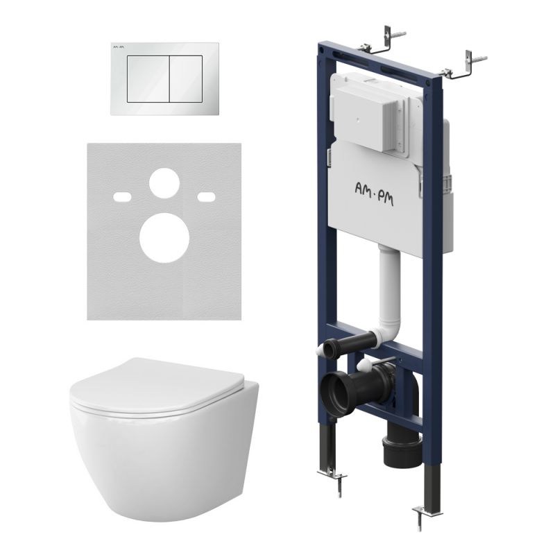 Комплект инсталляции AM.PM MasterFit унитаз Like Aquaspin, клавиша белая IS130201.801901