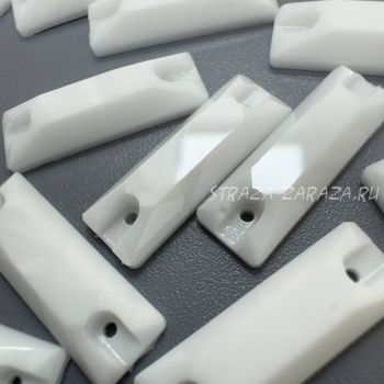 Глянцевые Пластиковые Стразы Fluo White Багет 6*18 мм