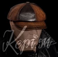 Кепка кожаная 4x4, восьмиклинка, шапка хулиганка
