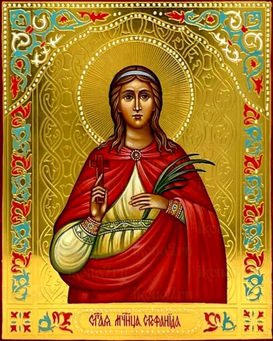 Стефанида Дамасская рукописная Икона на липовой доске (22505)