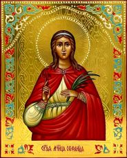 Стефанида Дамасская рукописная Икона на липовой доске (22505)