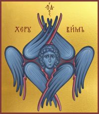 Херувим Шестикрылый икона рукописная на липовой доске (22553)