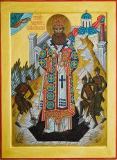 Андроник Пермский икона рукописная на липовой доске (22596)