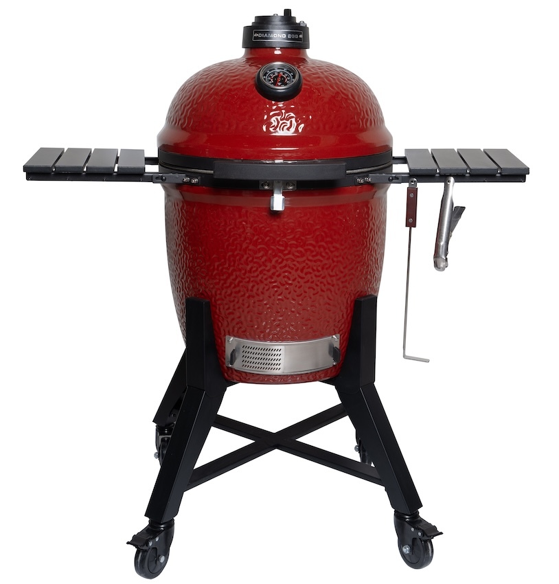Керамический угольный гриль Diamond Egg Legend Red Magic, 46 см, красный, с ножками и столиками