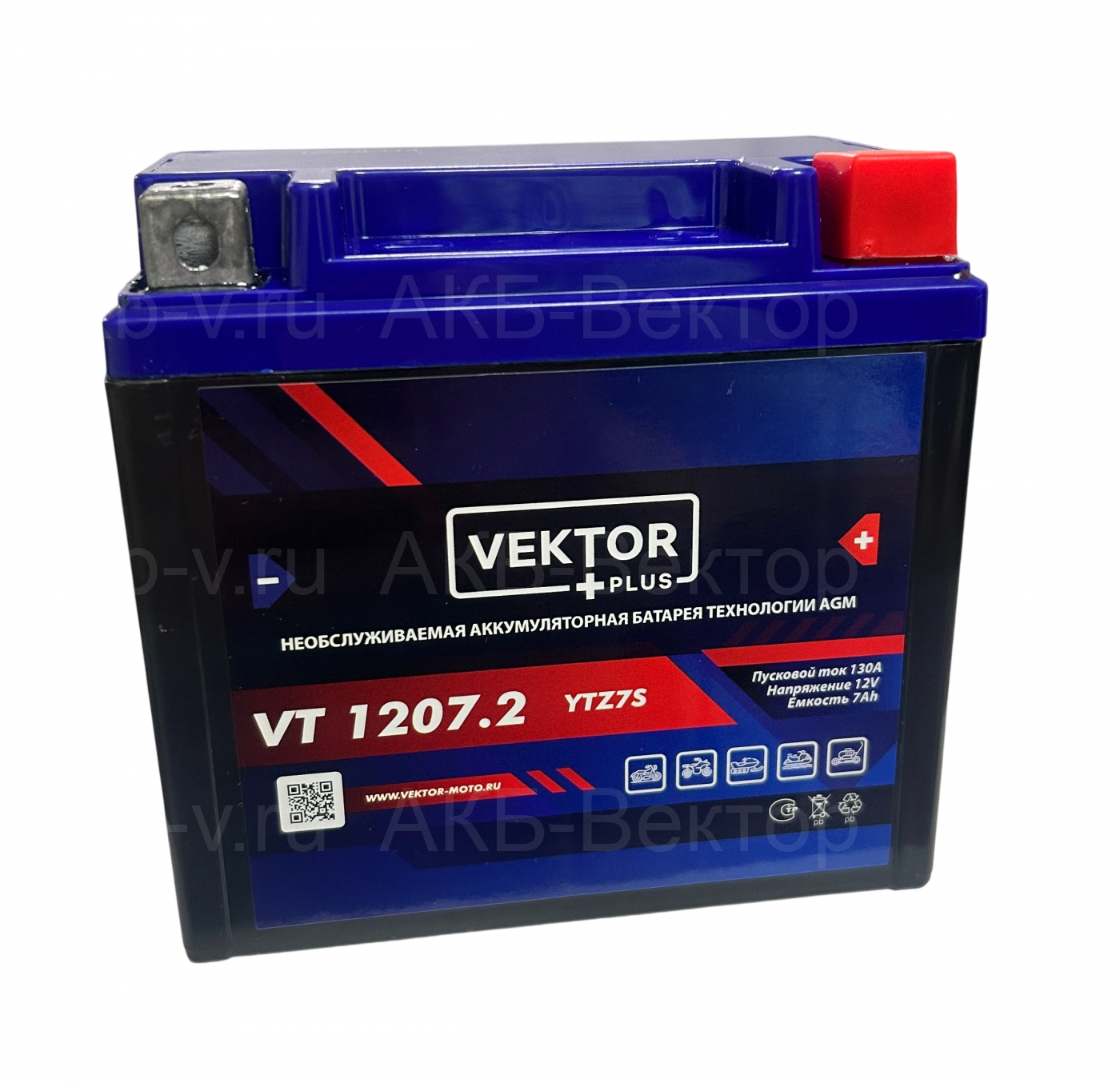 АКБ VEKTOR VT 1207.2 AGM 7Aч 130А