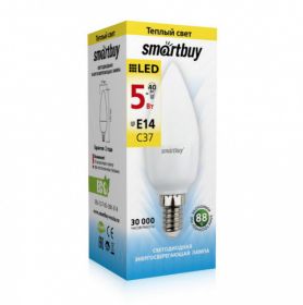 Лампа светодиодная С37-5W-3000K-E14, SMARTBUY