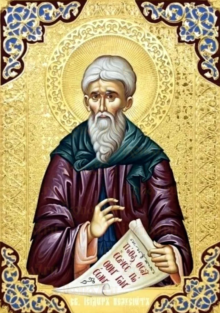 Исидор Пелусиот рукописная Икона на липовой доске (22708)