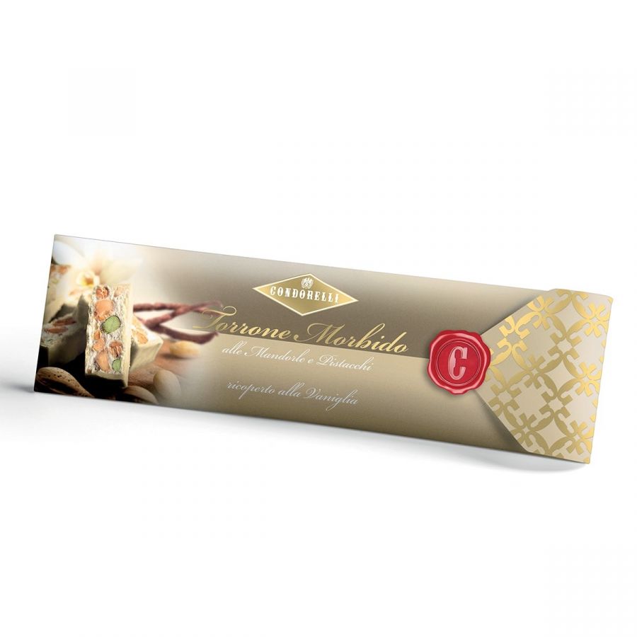 Торроне с ванильной глазурью, Condorelli, 150 г, Stecca di torrone morbido ricoperto alla vaniglia 150 g