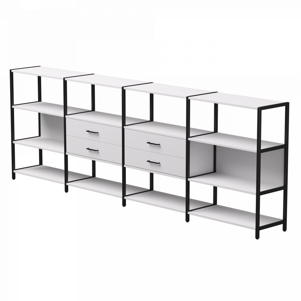 Набор стеллажных систем №4 EVO 3245x385x1120 Белый/Черный