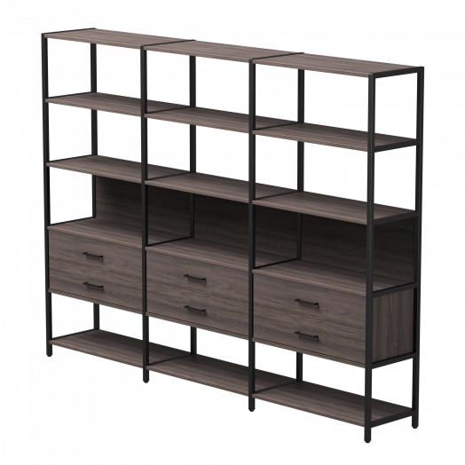 Набор стеллажных систем №9 EVO 2440x385x1840 Дуб Пасадена/Черный