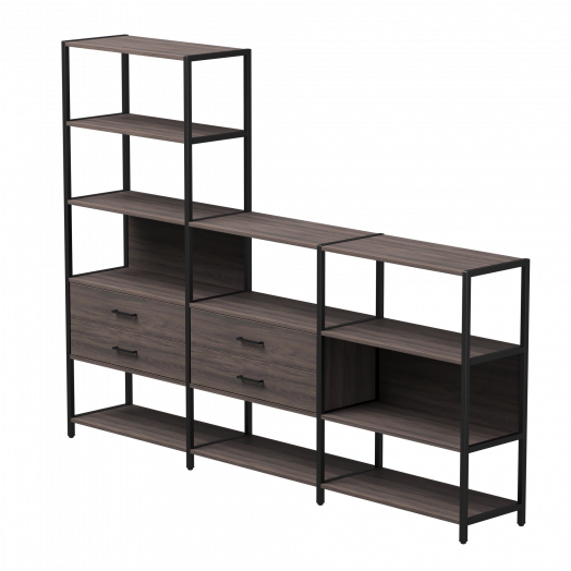 Набор стеллажных систем №11 EVO 2440x385x1840 Дуб Пасадена/Черный