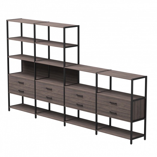Набор стеллажных систем №13 EVO 3245x385x1840 Дуб Пасадена/Черный