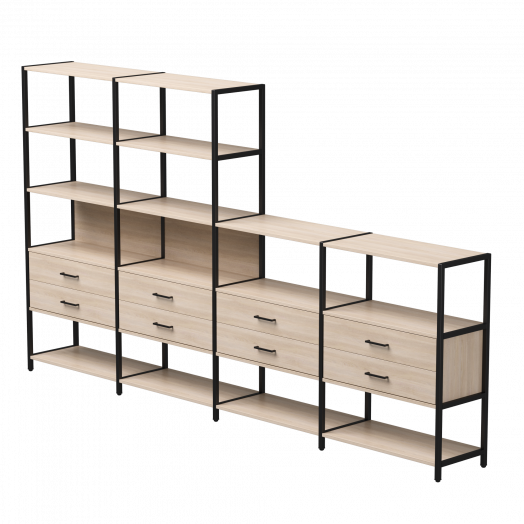 Набор стеллажных систем №13 EVO 3245x385x1840 Дуб Соната/Черный