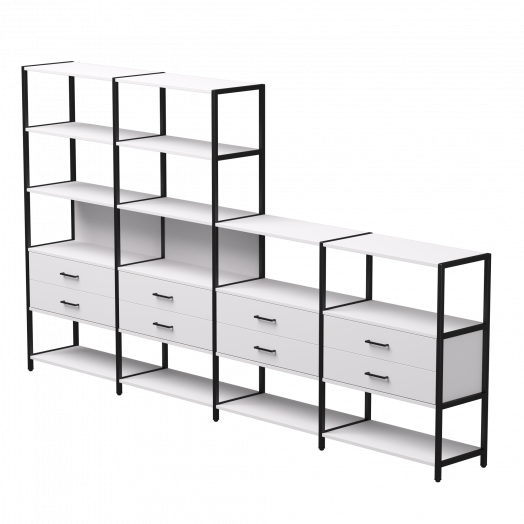 Набор стеллажных систем №13 EVO 3245x385x1840 Белый/Черный