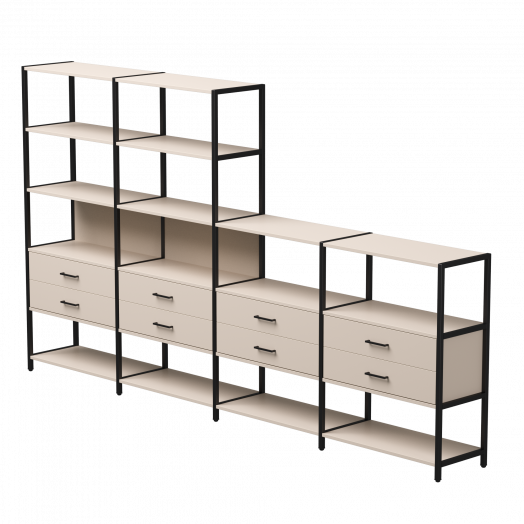 Набор стеллажных систем №13 EVO 3245x385x1840 Кашемир/Черный