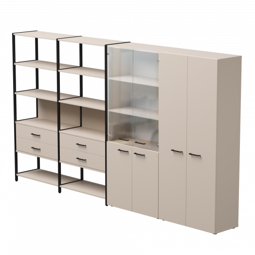 Набор стеллажных систем №16 EVO 3235x385x1840 Кашемир/Черный