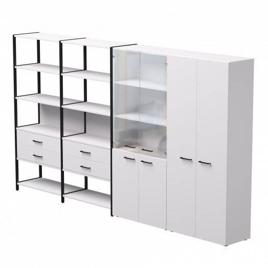 Набор стеллажных систем №16 EVO 3235x385x1840 Белый/Черный