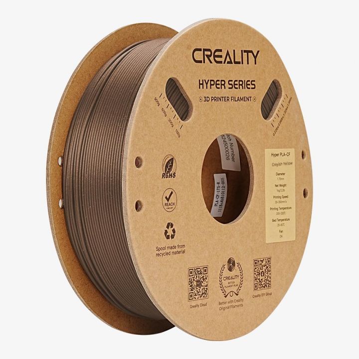 Пластик Hyper PLA-CF Сreality 1кг, 1,75мм Серовато-желтый