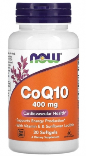 NOW Foods, коэнзим Q10 - 400 мг с витамином E и  лецитином, 60 капсул