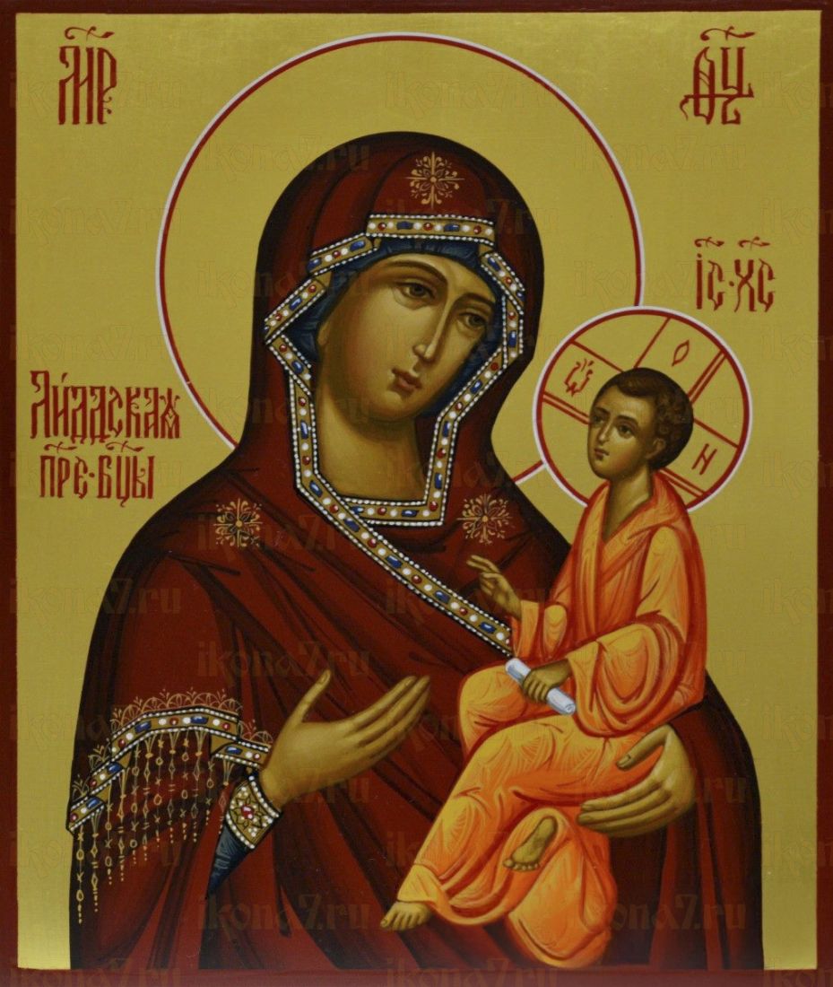 Лиддская икона Божией Матери рукописная на липовой доске (24153)