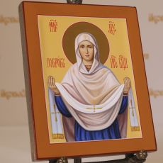 Рукописная икона Покров Пресвятой Богородицы 17х21см (ковчег, нимб-сусальное золото)(10005)