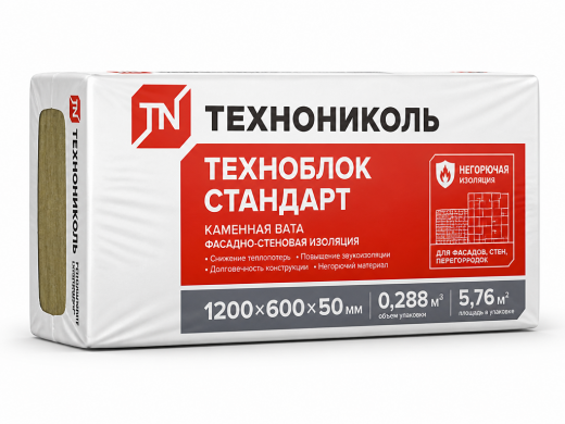 ТехноБлок стандарт 1200*600*50мм (0,288м3) 5,76м 2