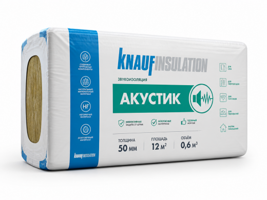 Кнауф АКУСТИК 50 мм (12м2) 0,6 м3