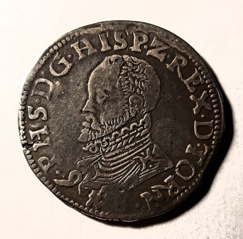 1/2 дукатон 1/2 экю 1598 Испания AUNC 39 мм Турне Нидерланды Бельгия