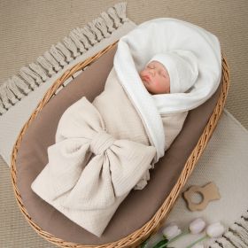 Комплект на выписку 4 предмета "Ажур.Муслин Плед", бежевый, лето