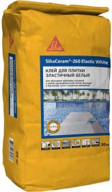 Клей Плиточный Sika SikaCeram 260-Elastic White 20кг Белый, Эластичный для Внутренних и Наружных Работ / Зика