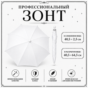 Профессиональный зонт БЕЛЫЙ купол 64 см