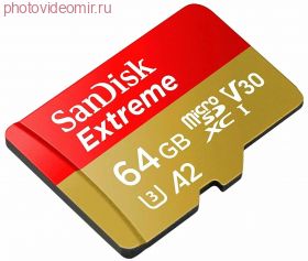 Карта памяти Sandisk Extreme micro SDXC 64Gb UHS-I U3 V30 A2 SDSQXAH-064G-GN6MN