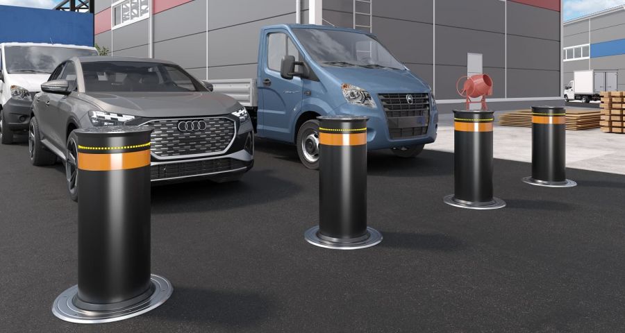 Автоматический подъемный боллард для пешеходных зон