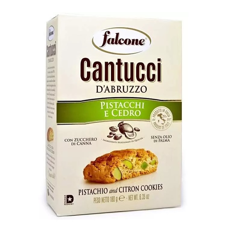 Печенье сахарное Кантуччи (Cantucci) с фисташками и лимонной цедрой, 180 г, Falcone, Италия