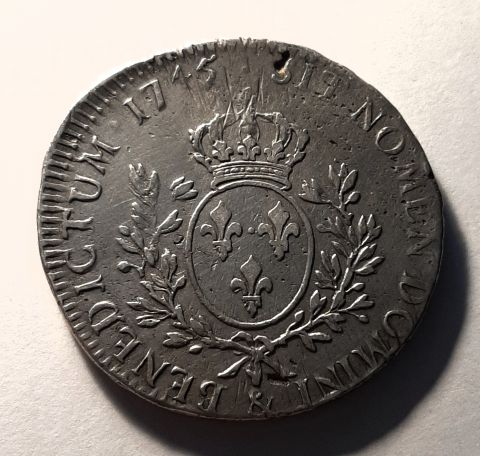 1 экю 1745 Франция UNC Война & Экс -ан- Прованс Редкость