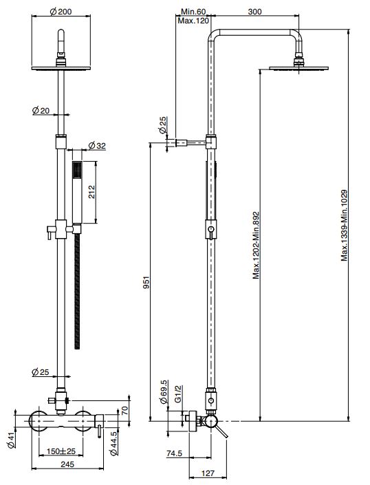 Fima - carlo frattini Shower column стойка душевая с тропическим душем F3035/2 ФОТО